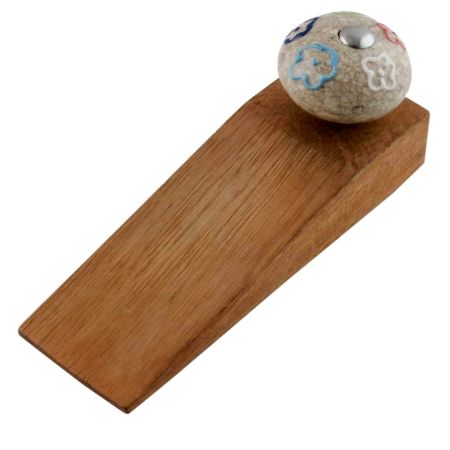 Multicolor Crackle Ceramic Wooden Door Stopper